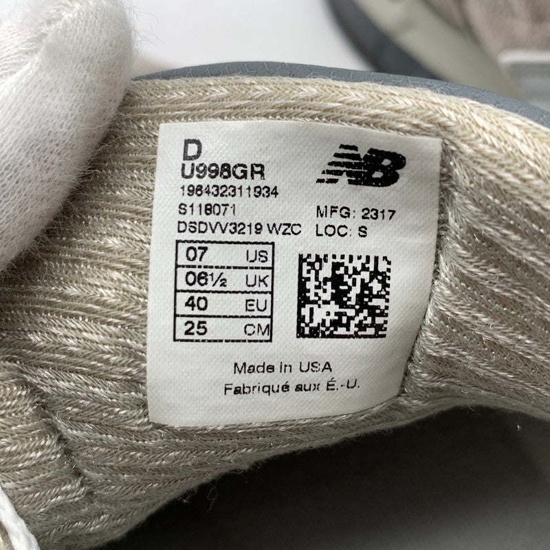 【中古品】【メンズ/レディース】 NEWBALANCE ニューバランス U998GR 箱付属 靴 162-260731-ny-05-fuzh サイズ：25.0㎝ カラー：グレー 万代Net店