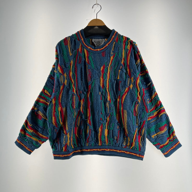 【中古美品】【メンズ】 COOGI 3D COTTON KNIT クージー 3D コットンニットセーター カラーBLUE.RED 90年代 SIZE:M BLUESタグ 145-260802-ky-08-fuzh 万代Net店