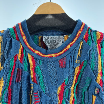 【中古美品】【メンズ】 COOGI 3D COTTON KNIT クージー 3D コットンニットセーター カラーBLUE.RED 90年代 SIZE:M BLUESタグ 145-260802-ky-08-fuzh 万代Net店