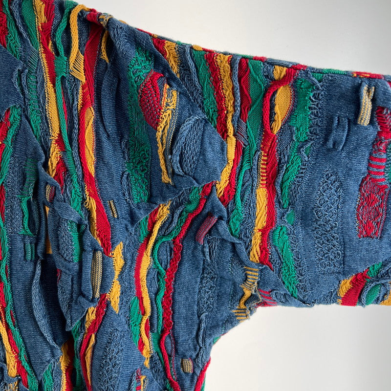 【中古美品】【メンズ】 COOGI 3D COTTON KNIT クージー 3D コットンニットセーター カラーBLUE.RED 90年代 SIZE:M BLUESタグ 145-260802-ky-08-fuzh 万代Net店