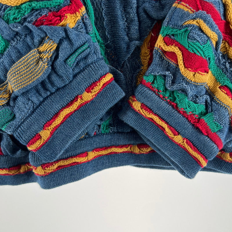 【中古美品】【メンズ】 COOGI 3D COTTON KNIT クージー 3D コットンニットセーター カラーBLUE.RED 90年代 SIZE:M BLUESタグ 145-260802-ky-08-fuzh 万代Net店