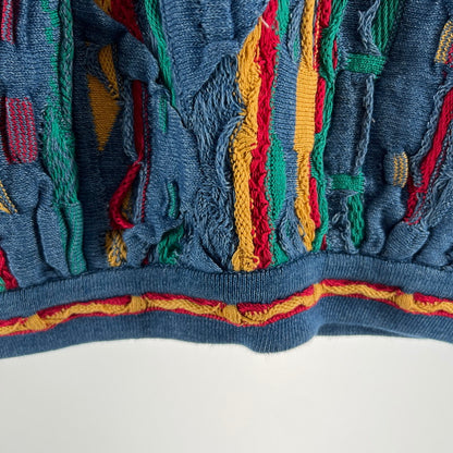 【中古美品】【メンズ】 COOGI 3D COTTON KNIT クージー 3D コットンニットセーター カラーBLUE.RED 90年代 SIZE:M BLUESタグ 145-260802-ky-08-fuzh 万代Net店