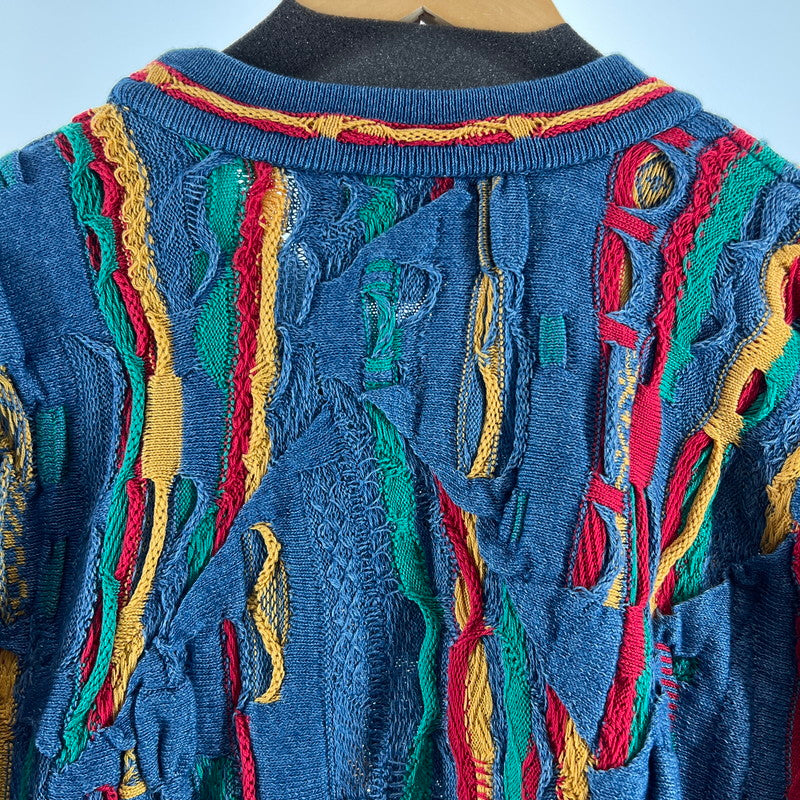 【中古美品】【メンズ】 COOGI 3D COTTON KNIT クージー 3D コットンニットセーター カラーBLUE.RED 90年代 SIZE:M BLUESタグ 145-260802-ky-08-fuzh 万代Net店