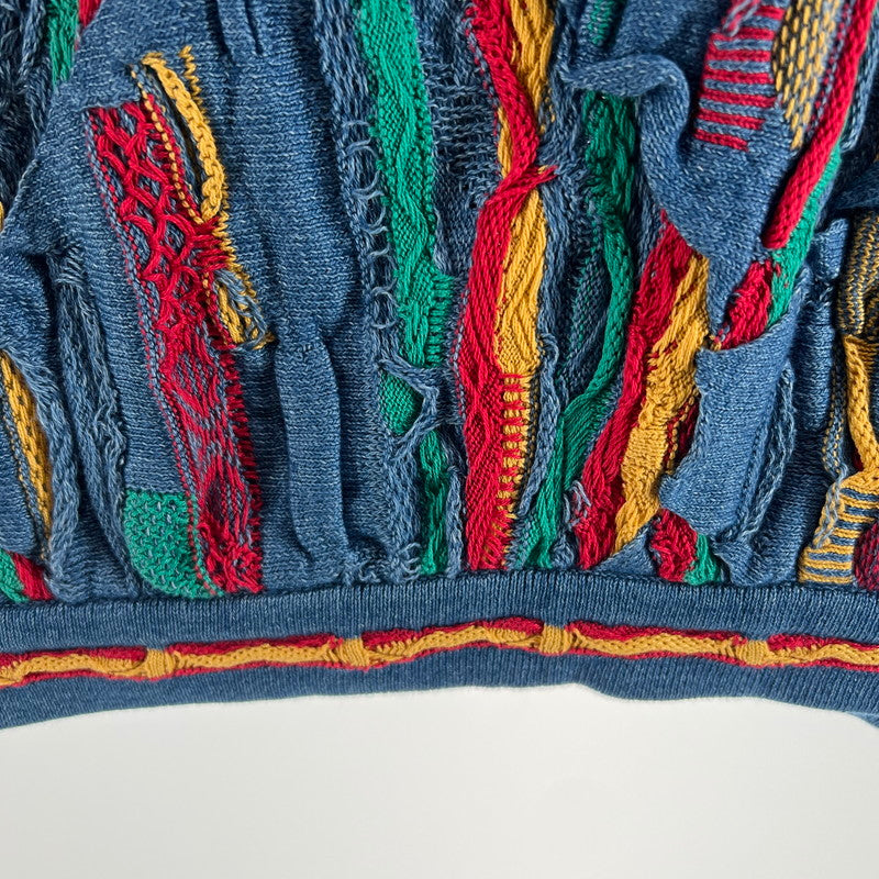 【中古美品】【メンズ】 COOGI 3D COTTON KNIT クージー 3D コットンニットセーター カラーBLUE.RED 90年代 SIZE:M BLUESタグ 145-260802-ky-08-fuzh 万代Net店