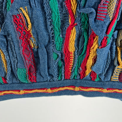 【中古美品】【メンズ】 COOGI 3D COTTON KNIT クージー 3D コットンニットセーター カラーBLUE.RED 90年代 SIZE:M BLUESタグ 145-260802-ky-08-fuzh 万代Net店