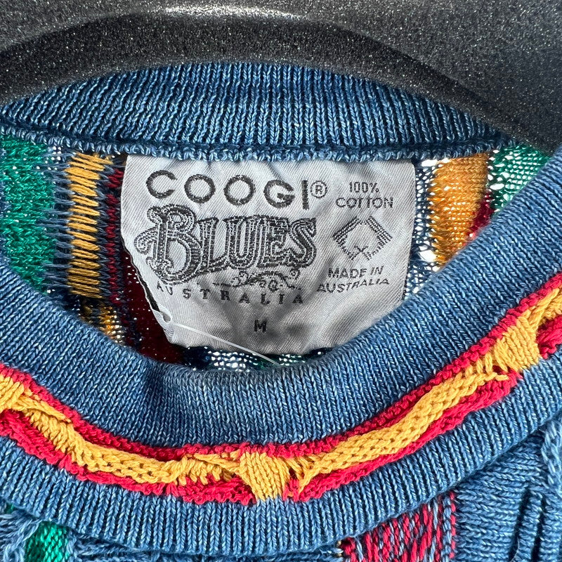 【中古美品】【メンズ】 COOGI 3D COTTON KNIT クージー 3D コットンニットセーター カラーBLUE.RED 90年代 SIZE:M BLUESタグ 145-260802-ky-08-fuzh 万代Net店