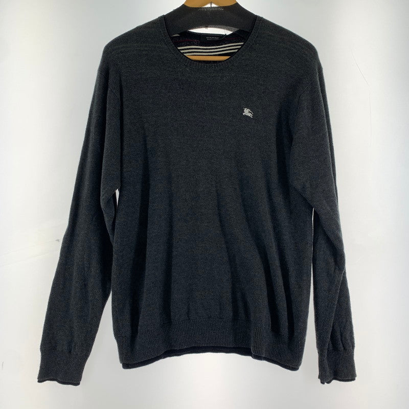 【中古品】【メンズ】 BURBERRY BLACK LABEL バーバリーブラックレーベル ニット GRY SIZE:３ ※品質タグ取れかかっている・使用感あり 141-260920-io-30-fuzh カラー：グレー 万代Net店