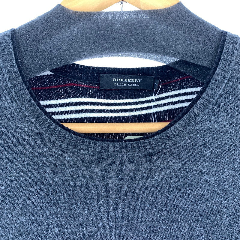 【中古品】【メンズ】 BURBERRY BLACK LABEL バーバリーブラックレーベル ニット GRY SIZE:３ ※品質タグ取れかかっている・使用感あり 141-260920-io-30-fuzh カラー：グレー 万代Net店