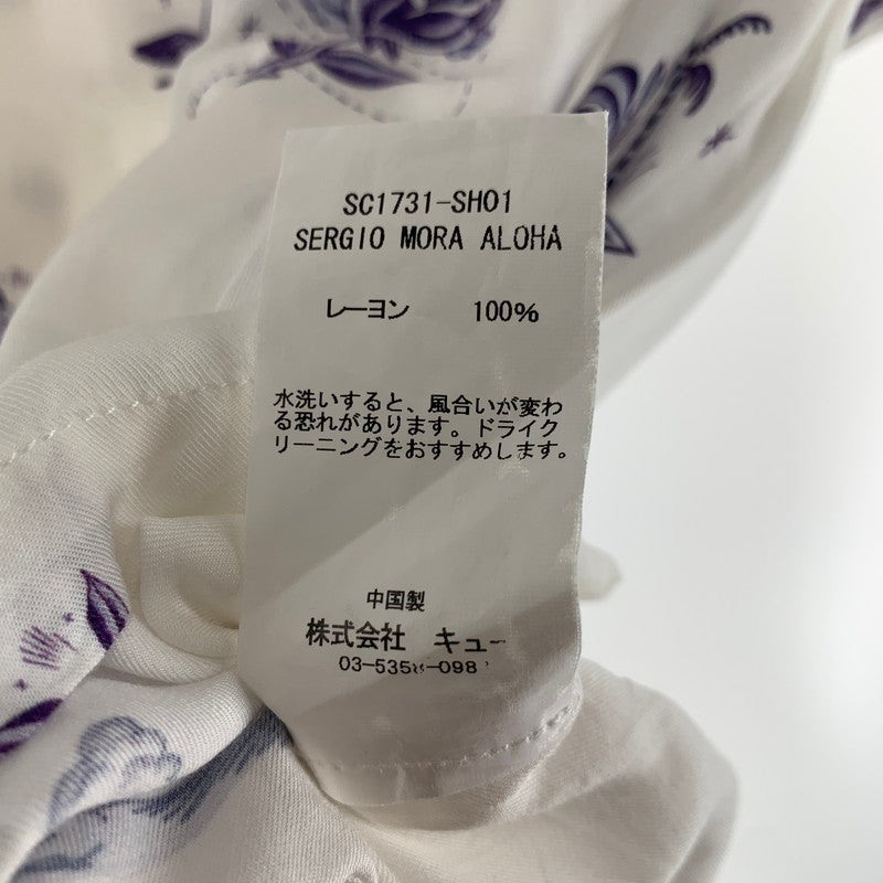 【中古品】【メンズ】 SON OF THE CHEESE サノバチーズ SERGIO MORA ALOHA セルジオ・モラ アロハ 半袖シャツ WHITE.紫総柄 SIZE:M 142-260818-io-11-fuzh カラー：ホワイト 万代Net店