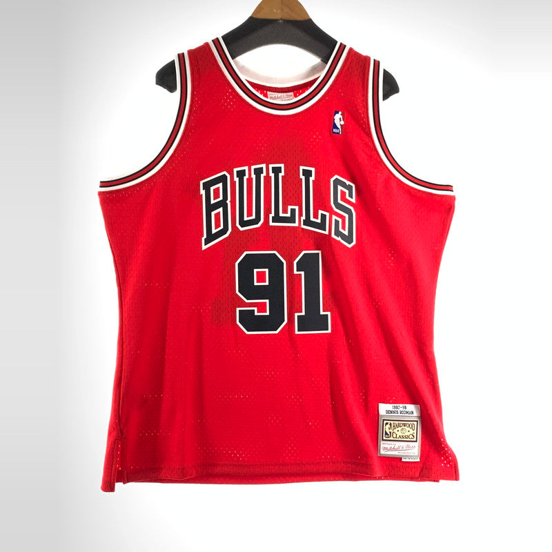 【中古品】【メンズ】 MITCHELL&NESS ミッチェル＆ネス UNIFORM ユニホーム シカゴ ブルズ RODMAN ロッドマン タグ付き 142-260803-ny-01-fuzh サイズ：XL カラー：レッド 万代Net店