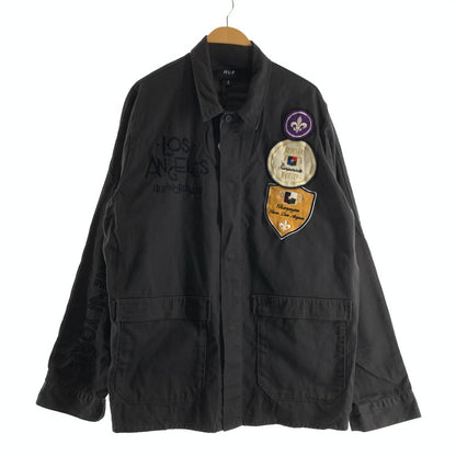 【中古品】【メンズ】 HUF ハフ JACKET ジャケットアップリケ コットンシャツ 刺繍 142-260803-ny-14-fuzh サイズ：M カラー：チャコールグレー 万代Net店
