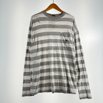 【中古品】【メンズ】 STUSSY ステューシー 長袖Tシャツ ボーダー 90S USA製 142-260818-ny-01-fuzh サイズ：M カラー：グレー 万代Net店