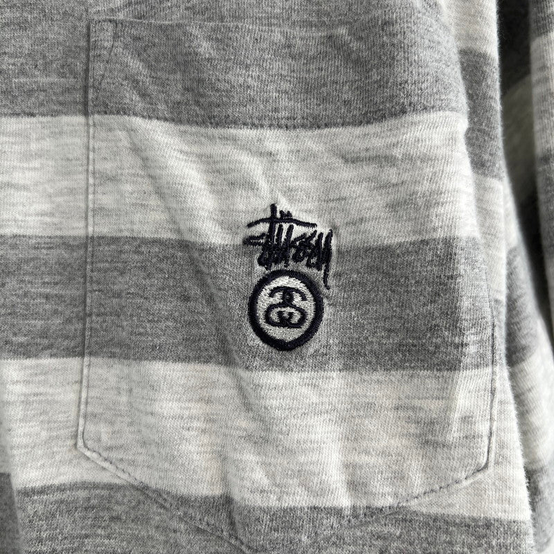 【中古品】【メンズ】 STUSSY ステューシー 長袖Tシャツ ボーダー 90S USA製 142-260818-ny-01-fuzh サイズ：M カラー：グレー 万代Net店