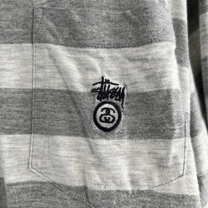 【中古品】【メンズ】 STUSSY ステューシー 長袖Tシャツ ボーダー 90S USA製 142-260818-ny-01-fuzh サイズ：M カラー：グレー 万代Net店