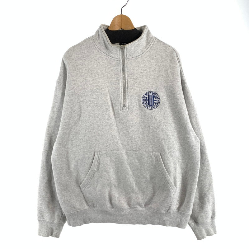 【中古品】【メンズ】 HUF ハフ ハーフジップスウェット トップス ブランド 古着 142-260808-gm-29-fuzh サイズ：XL カラー：グレー 万代Net店