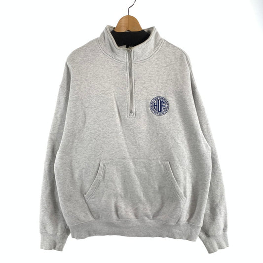 【中古品】【メンズ】 HUF ハフ ハーフジップスウェット トップス ブランド 古着 142-260808-gm-29-fuzh サイズ：XL カラー：グレー 万代Net店