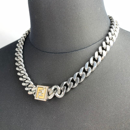 【中古品】【メンズ】 FENDI フェンディ FF NECKLACE SILVER 本体のみ ロゴ チェーン ネックレス シルバー 182-260805-mh-01-fuzh カラー：シルバー 万代Net店