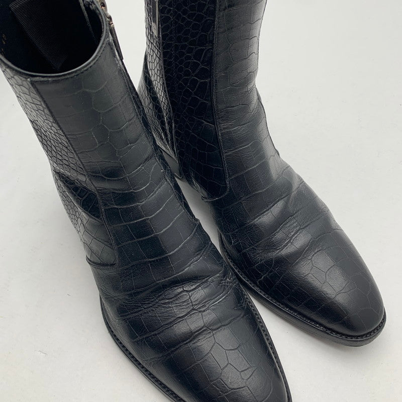 【中古品】【メンズ】 SAINT LAURENT サンローラン WYATT 40 ZIP BOOTS クロコ型押し ワイアット ジップ ブーツ 靴 183-260805-mh-10-fuzh サイズ：40 カラー：ブラック クロコ型押し 万代Net店