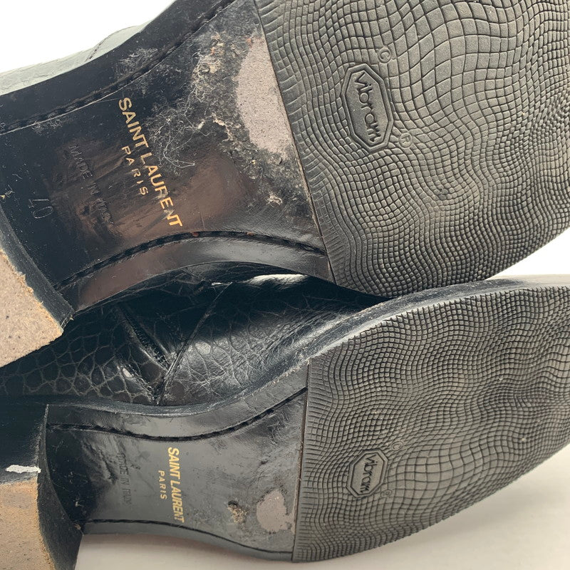 【中古品】【メンズ】 SAINT LAURENT サンローラン WYATT 40 ZIP BOOTS クロコ型押し ワイアット ジップ ブーツ 靴 183-260805-mh-10-fuzh サイズ：40 カラー：ブラック クロコ型押し 万代Net店