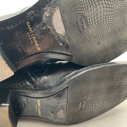 【中古品】【メンズ】 SAINT LAURENT サンローラン WYATT 40 ZIP BOOTS クロコ型押し ワイアット ジップ ブーツ 靴 183-260805-mh-10-fuzh サイズ：40 カラー：ブラック クロコ型押し 万代Net店