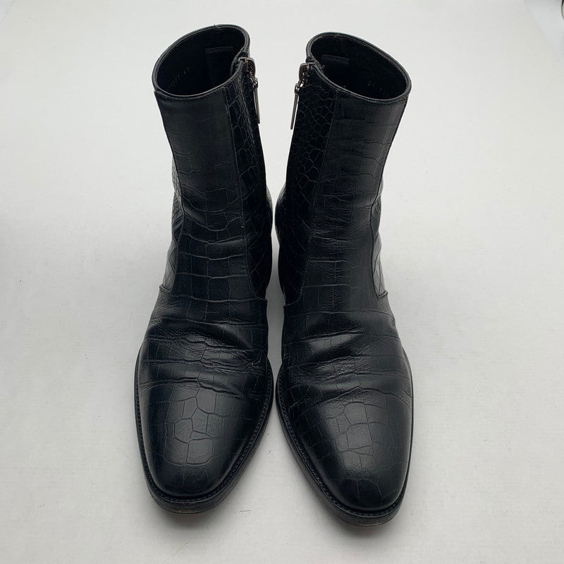 【中古品】【メンズ】 SAINT LAURENT サンローラン WYATT 40 ZIP BOOTS クロコ型押し ワイアット ジップ ブーツ 靴 183-260805-mh-10-fuzh サイズ：40 カラー：ブラック クロコ型押し 万代Net店