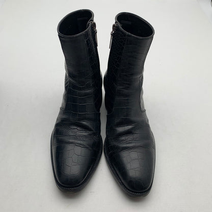 【中古品】【メンズ】 SAINT LAURENT サンローラン WYATT 40 ZIP BOOTS クロコ型押し ワイアット ジップ ブーツ 靴 183-260805-mh-10-fuzh サイズ：40 カラー：ブラック クロコ型押し 万代Net店