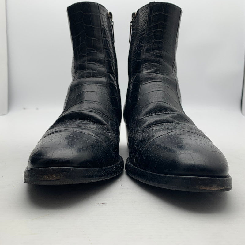 【中古品】【メンズ】 SAINT LAURENT サンローラン WYATT 40 ZIP BOOTS クロコ型押し ワイアット ジップ ブーツ 靴 183-260805-mh-10-fuzh サイズ：40 カラー：ブラック クロコ型押し 万代Net店