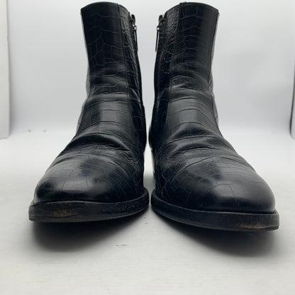 【中古品】【メンズ】 SAINT LAURENT サンローラン WYATT 40 ZIP BOOTS クロコ型押し ワイアット ジップ ブーツ 靴 183-260805-mh-10-fuzh サイズ：40 カラー：ブラック クロコ型押し 万代Net店