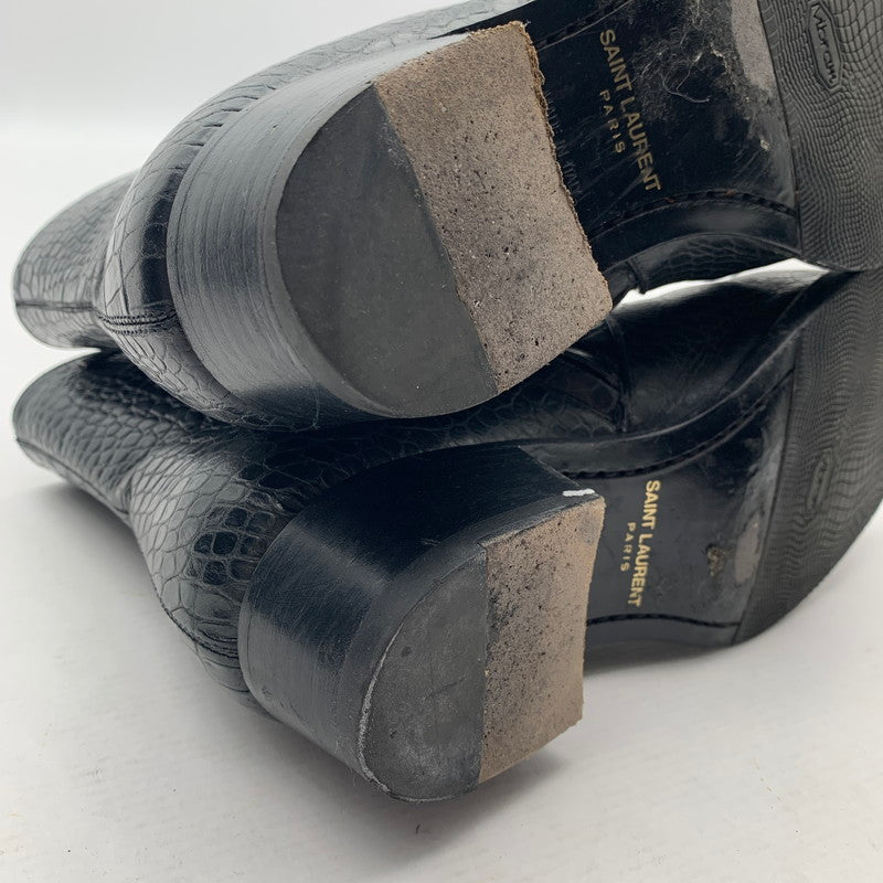 【中古品】【メンズ】 SAINT LAURENT サンローラン WYATT 40 ZIP BOOTS クロコ型押し ワイアット ジップ ブーツ 靴 183-260805-mh-10-fuzh サイズ：40 カラー：ブラック クロコ型押し 万代Net店