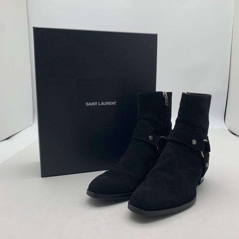 【中古品】【メンズ】 SAINT LAURENT サンローラン WYATT 40 HARNESS BOOTS リング スウェード ワイアット ハーネス ブーツ 靴 183-260805-mh-09-fuzh サイズ：40 カラー：ブラック スウェード 万代Net店