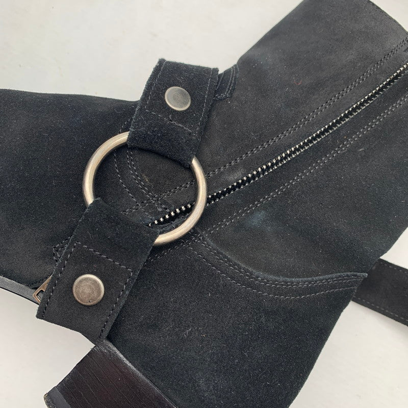【中古品】【メンズ】 SAINT LAURENT サンローラン WYATT 40 HARNESS BOOTS リング スウェード ワイアット ハーネス ブーツ 靴 183-260805-mh-09-fuzh サイズ：40 カラー：ブラック スウェード 万代Net店