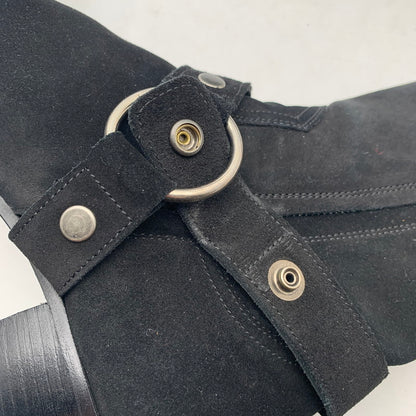 【中古品】【メンズ】 SAINT LAURENT サンローラン WYATT 40 HARNESS BOOTS リング スウェード ワイアット ハーネス ブーツ 靴 183-260805-mh-09-fuzh サイズ：40 カラー：ブラック スウェード 万代Net店