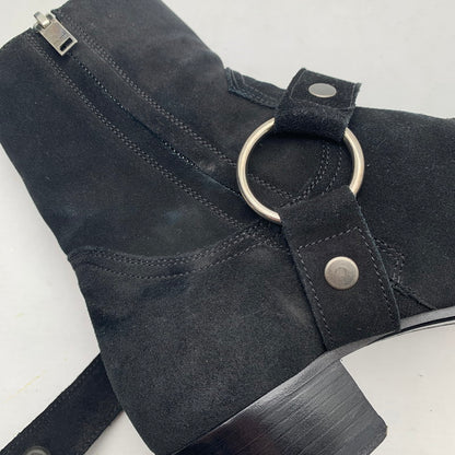 【中古品】【メンズ】 SAINT LAURENT サンローラン WYATT 40 HARNESS BOOTS リング スウェード ワイアット ハーネス ブーツ 靴 183-260805-mh-09-fuzh サイズ：40 カラー：ブラック スウェード 万代Net店