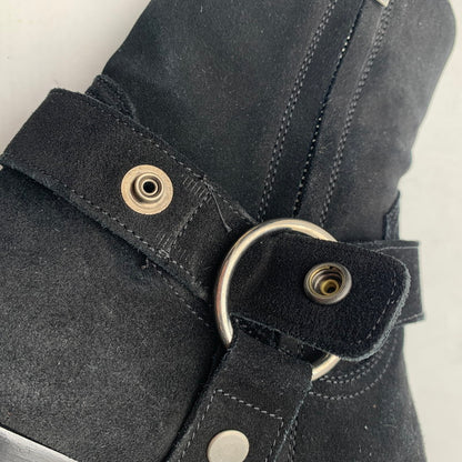 【中古品】【メンズ】 SAINT LAURENT サンローラン WYATT 40 HARNESS BOOTS リング スウェード ワイアット ハーネス ブーツ 靴 183-260805-mh-09-fuzh サイズ：40 カラー：ブラック スウェード 万代Net店