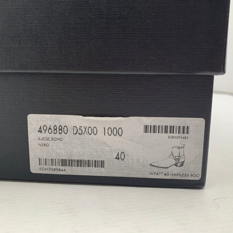 【中古品】【メンズ】 SAINT LAURENT サンローラン WYATT 40 HARNESS BOOTS リング スウェード ワイアット ハーネス ブーツ 靴 183-260805-mh-09-fuzh サイズ：40 カラー：ブラック スウェード 万代Net店