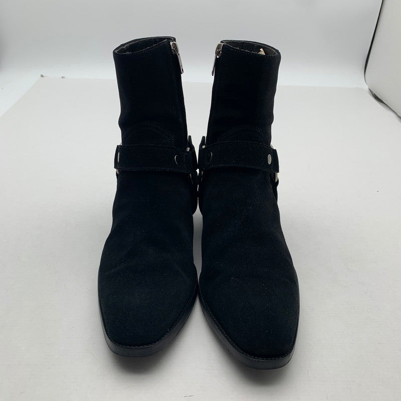 【中古品】【メンズ】 SAINT LAURENT サンローラン WYATT 40 HARNESS BOOTS リング スウェード ワイアット ハーネス ブーツ 靴 183-260805-mh-09-fuzh サイズ：40 カラー：ブラック スウェード 万代Net店