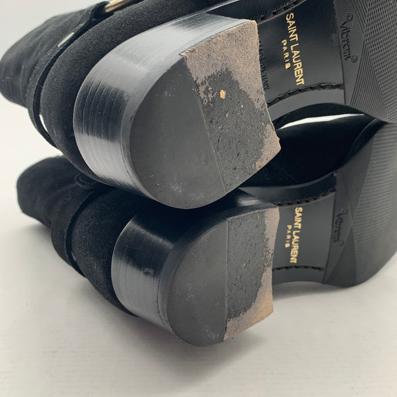 【中古品】【メンズ】 SAINT LAURENT サンローラン WYATT 40 HARNESS BOOTS リング スウェード ワイアット ハーネス ブーツ 靴 183-260805-mh-09-fuzh サイズ：40 カラー：ブラック スウェード 万代Net店