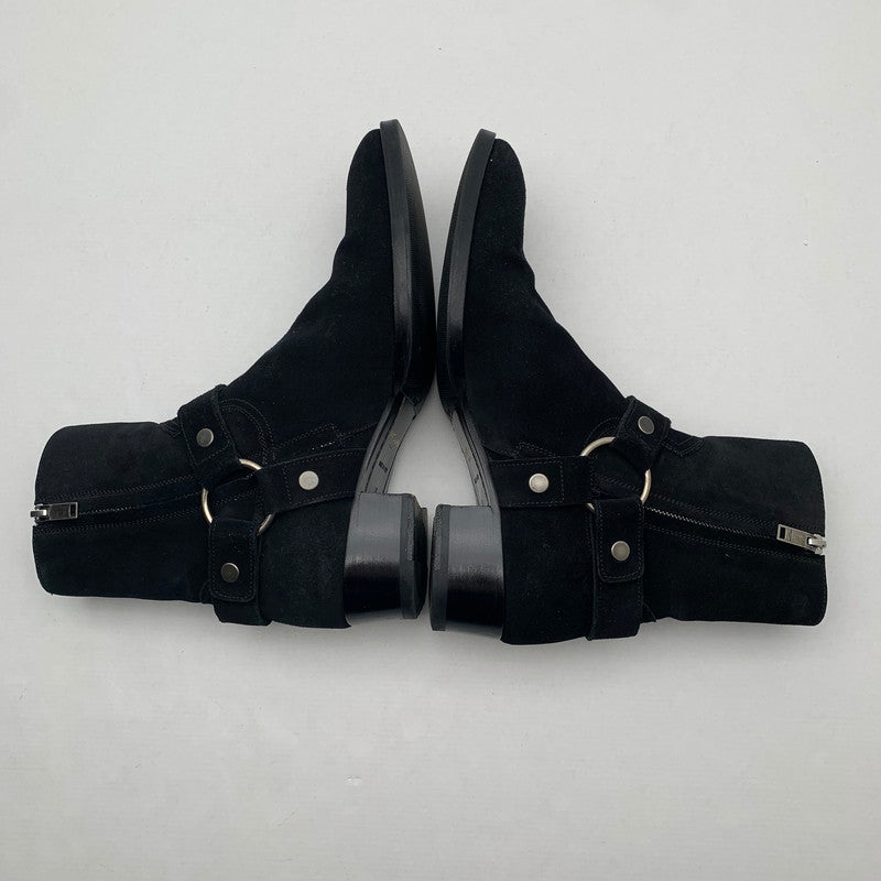 【中古品】【メンズ】 SAINT LAURENT サンローラン WYATT 40 HARNESS BOOTS リング スウェード ワイアット ハーネス ブーツ 靴 183-260805-mh-09-fuzh サイズ：40 カラー：ブラック スウェード 万代Net店