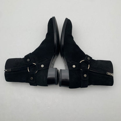 【中古品】【メンズ】 SAINT LAURENT サンローラン WYATT 40 HARNESS BOOTS リング スウェード ワイアット ハーネス ブーツ 靴 183-260805-mh-09-fuzh サイズ：40 カラー：ブラック スウェード 万代Net店
