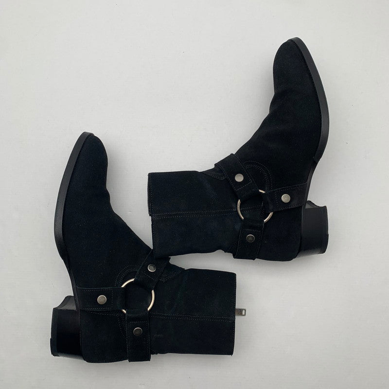【中古品】【メンズ】 SAINT LAURENT サンローラン WYATT 40 HARNESS BOOTS リング スウェード ワイアット ハーネス ブーツ 靴 183-260805-mh-09-fuzh サイズ：40 カラー：ブラック スウェード 万代Net店