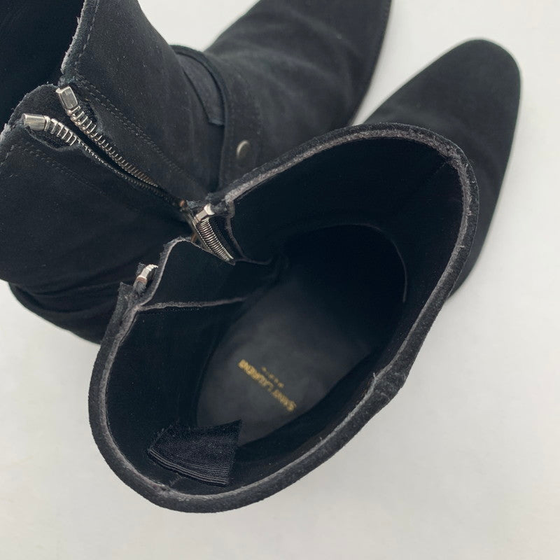 【中古品】【メンズ】 SAINT LAURENT サンローラン WYATT 40 HARNESS BOOTS リング スウェード ワイアット ハーネス ブーツ 靴 183-260805-mh-09-fuzh サイズ：40 カラー：ブラック スウェード 万代Net店