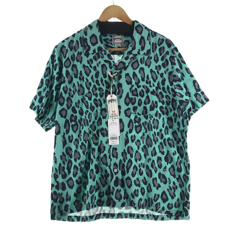 【中古美品】【メンズ】 HOUSTON ヒューストン 半袖シャツ TURQUOISE.レオパード柄 SIZE:M タグ付 145-260806-ky-07-fuzh 万代Net店