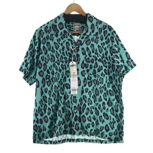 【中古美品】【メンズ】 HOUSTON ヒューストン 半袖シャツ TURQUOISE.レオパード柄 SIZE:M タグ付 145-260806-ky-07-fuzh 万代Net店