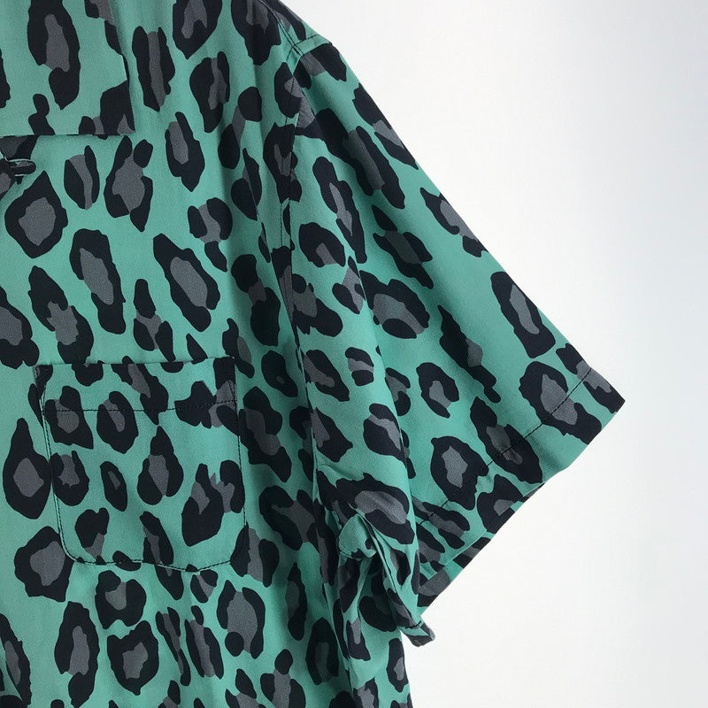 【中古美品】【メンズ】 HOUSTON ヒューストン 半袖シャツ TURQUOISE.レオパード柄 SIZE:M タグ付 145-260806-ky-07-fuzh 万代Net店
