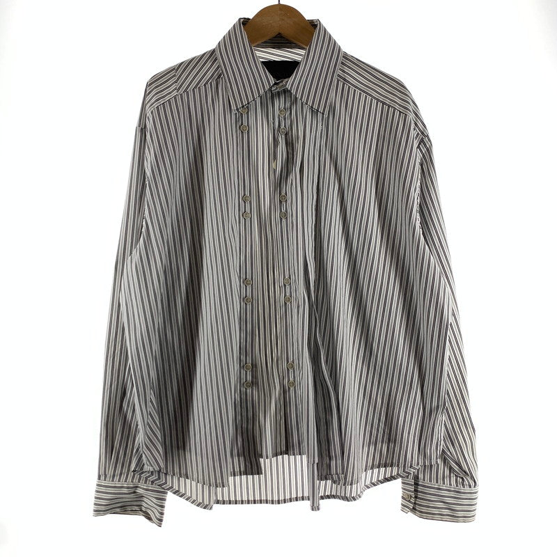 【中古品】【メンズ】 GEN DAI ゲンダイ 長袖シャツ 古着 ストライプシャツ 140-260805-ny-06-fuzh サイズ：2 カラー：白黒ストライプ 万代Net店