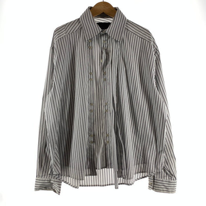 【中古品】【メンズ】 GEN DAI ゲンダイ 長袖シャツ 古着 ストライプシャツ 140-260805-ny-06-fuzh サイズ：2 カラー：白黒ストライプ 万代Net店