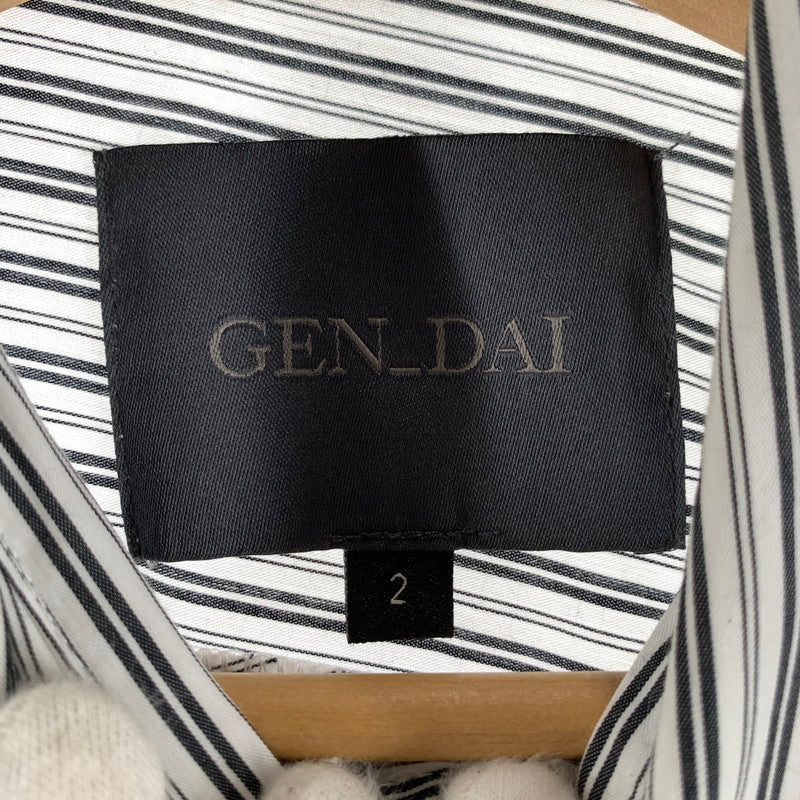 【中古品】【メンズ】 GEN DAI ゲンダイ 長袖シャツ 古着 ストライプシャツ 140-260805-ny-06-fuzh サイズ：2 カラー：白黒ストライプ 万代Net店