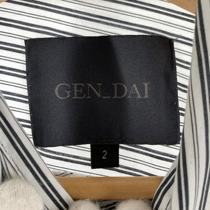 【中古品】【メンズ】 GEN DAI ゲンダイ 長袖シャツ 古着 ストライプシャツ 140-260805-ny-06-fuzh サイズ：2 カラー：白黒ストライプ 万代Net店