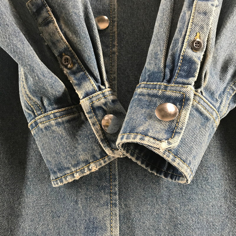 【中古品】【メンズ】 PRADA プラダ オーバーサイズ オーガニックデニム シャツ カラーBLUE SIZE:42 ダメージ加工 168-260806-ky-11-fuzh 万代Net店