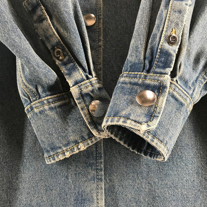 【中古品】【メンズ】 PRADA プラダ オーバーサイズ オーガニックデニム シャツ カラーBLUE SIZE:42 ダメージ加工 168-260806-ky-11-fuzh 万代Net店